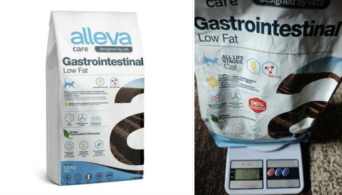 Сухой диетический корм для кошек Alleva gastrointestinal low fat