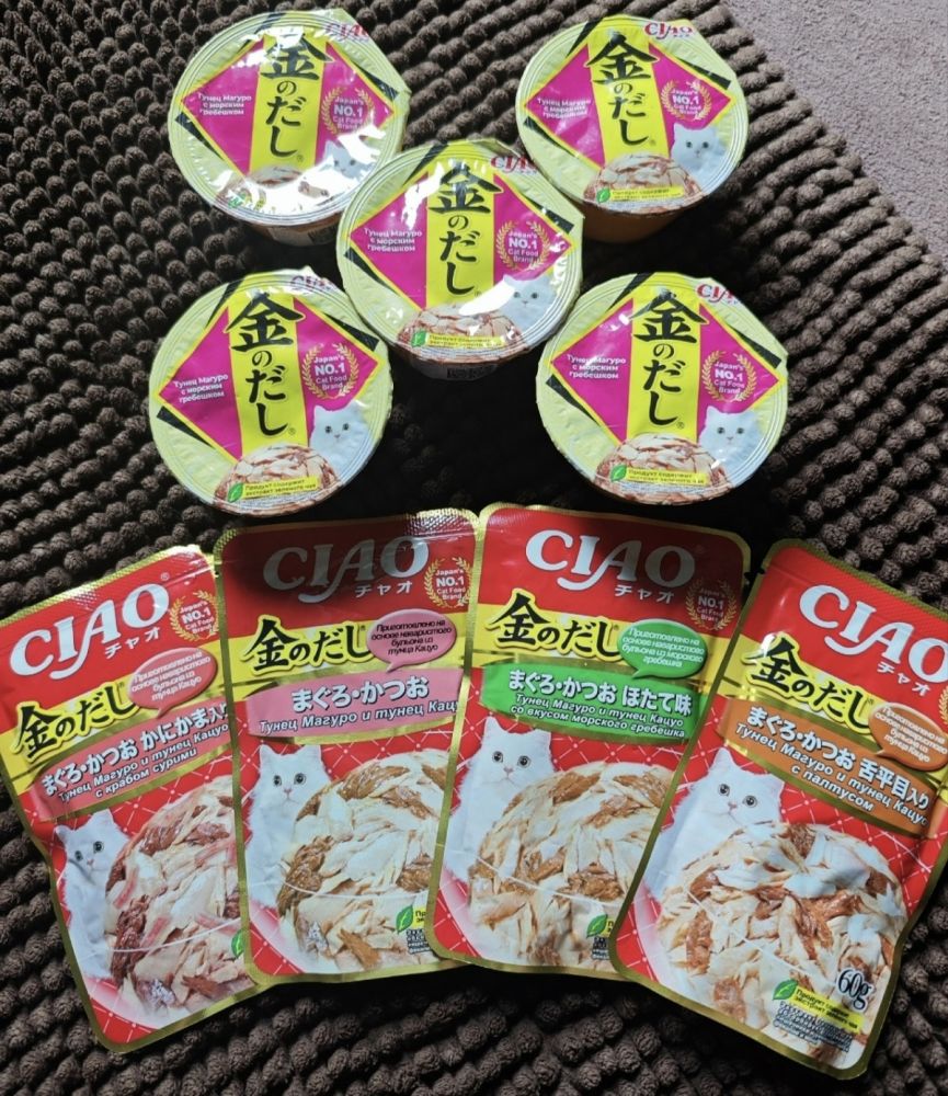 Продам японские корма inaba ciao, 9 шт.