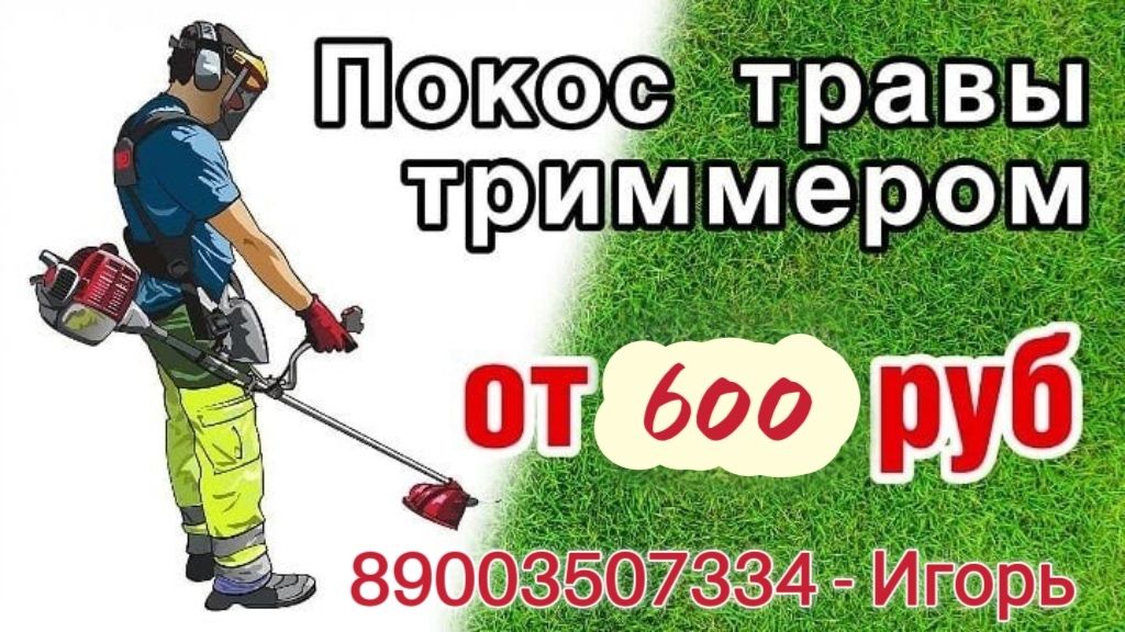 Покос травы триммером (Янтарный, Светлый)