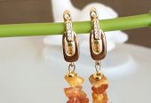 Серьги с натуральными камнями, красный агат, янтарь, сахарный синий кварц, бирюза, чёрная лава, родонит, малахит, турмалин, нефрит