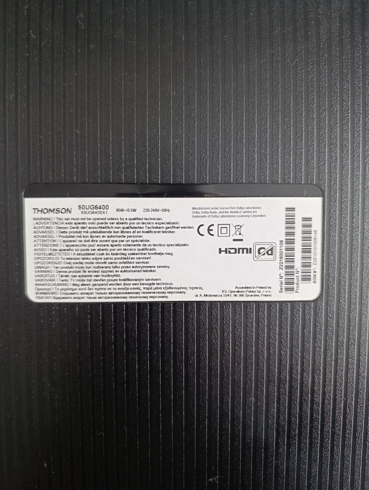 Телевизор Thomson 50UG6400 50 дюймов, кронштейн наклонно-поворотный складной