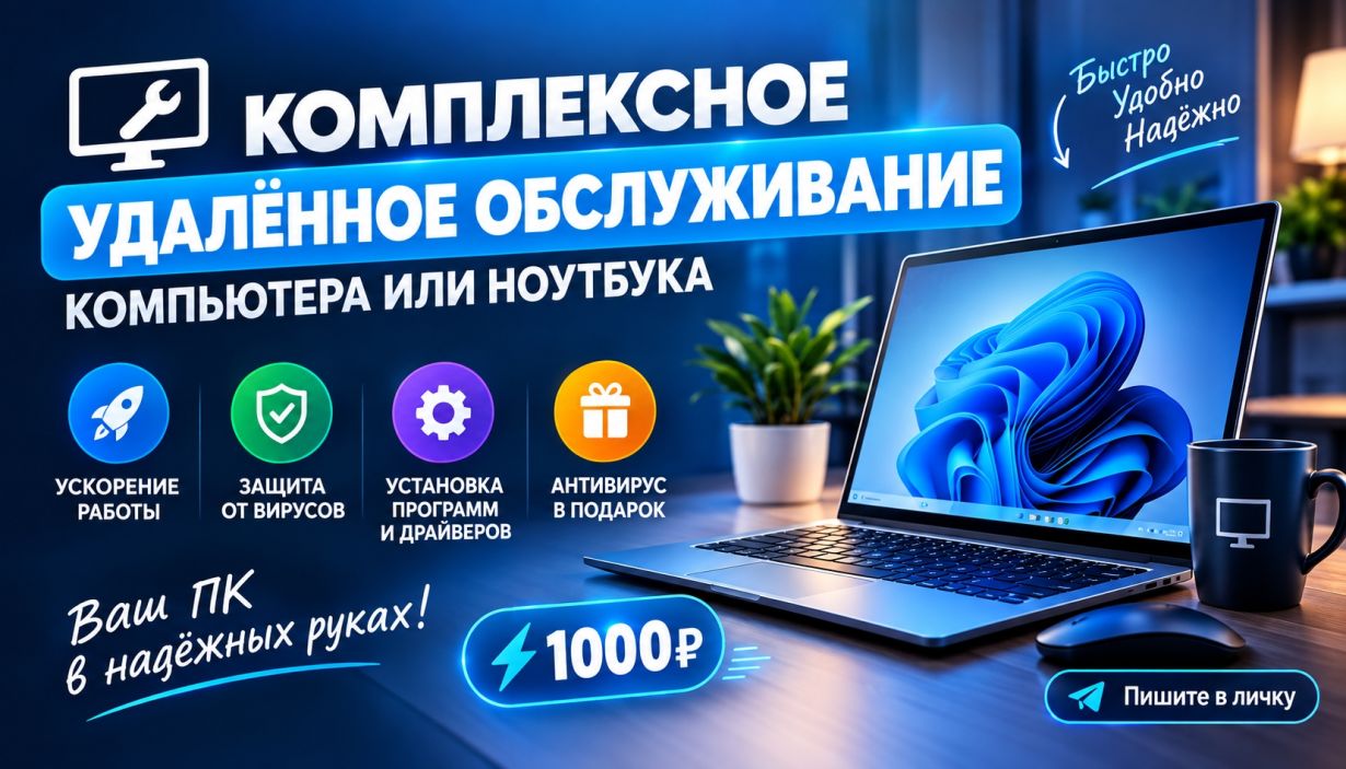 Комплексное удалённое обслуживание компьютера или ноутбука